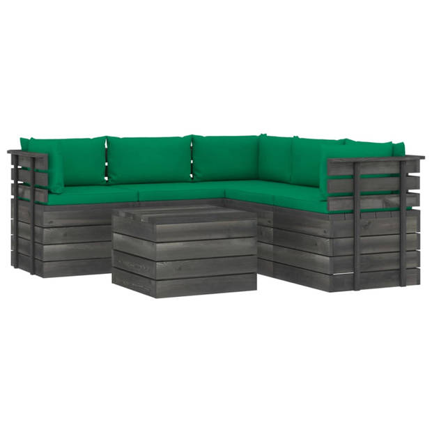 vidaXL 6-delige Loungeset met kussens pallet massief grenenhout