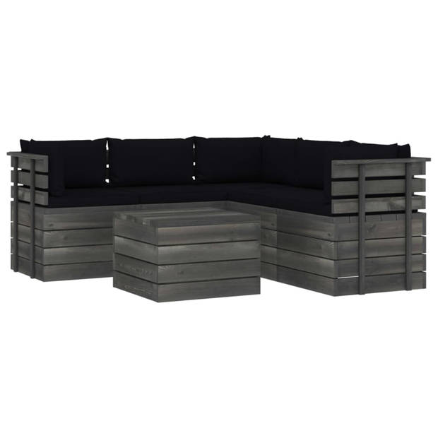 vidaXL 6-delige Loungeset met kussens pallet massief grenenhout