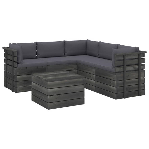 vidaXL 6-delige Loungeset met kussens pallet massief grenenhout