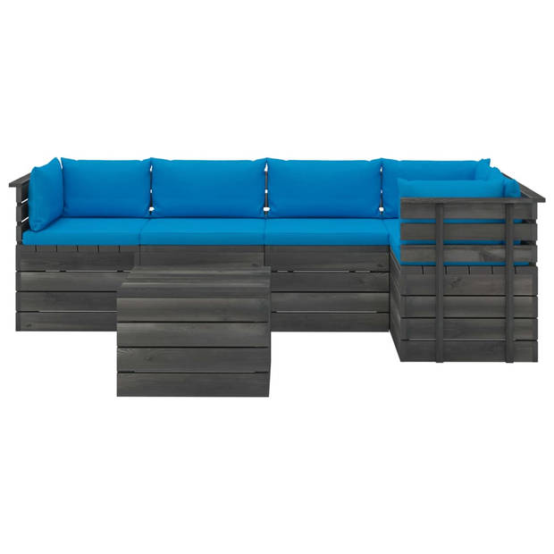 vidaXL 6-delige Loungeset met kussens pallet massief grenenhout