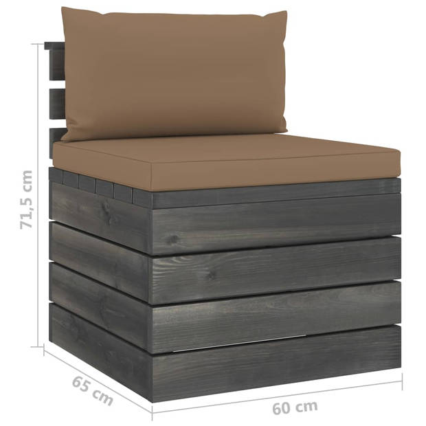 vidaXL 7-delige Loungeset met kussens pallet massief grenenhout