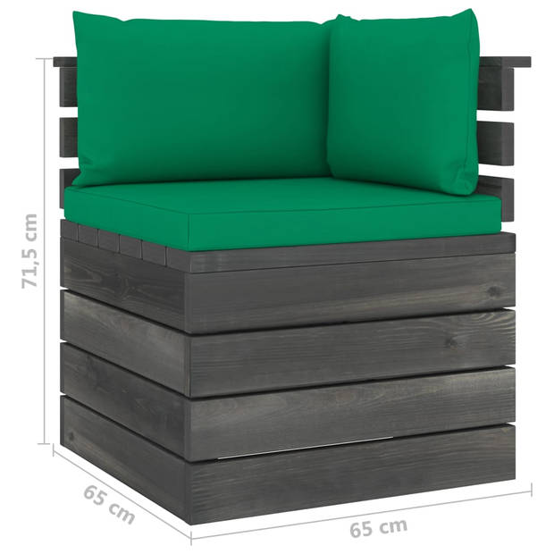 The Living Store Pallet Loungeset - Tuinmeubelset - Grenenhout - Groen - 60x65x71.5cm - Montage vereist
