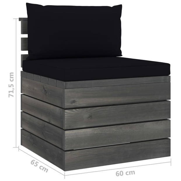 vidaXL 7-delige Loungeset met kussens pallet massief grenenhout