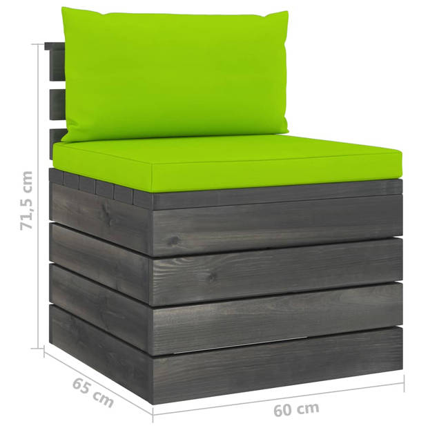 vidaXL 7-delige Loungeset met kussens pallet massief grenenhout