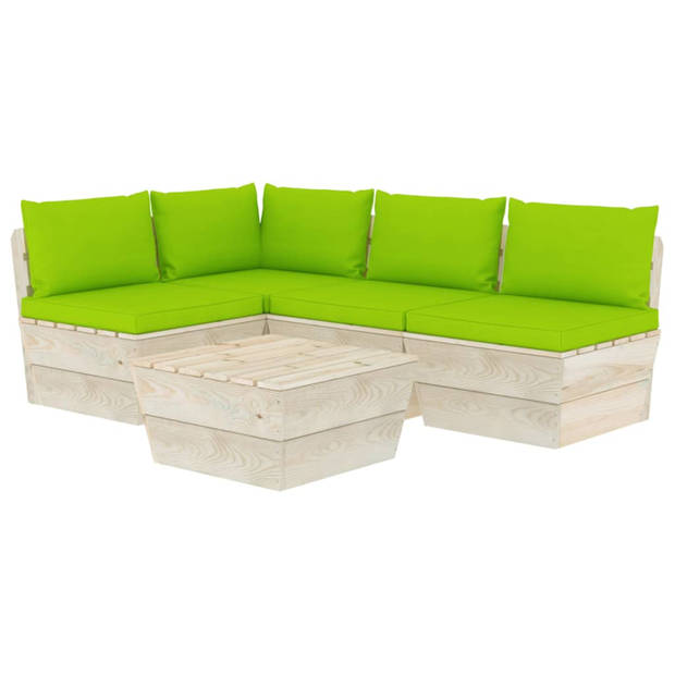 vidaXL 5-delige Loungeset met kussens pallet vurenhout