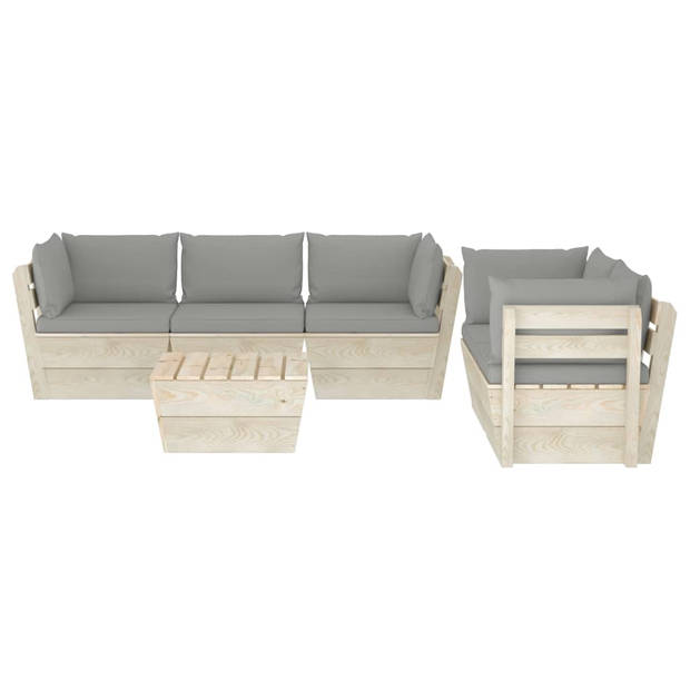 vidaXL 6-delige Loungeset met kussens pallet vurenhout