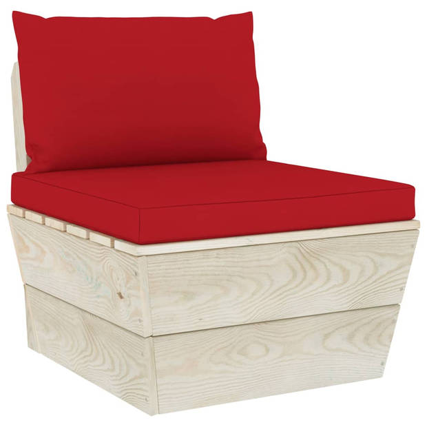 The Living Store Pallet Tuinset - Hout - 8-delig - Rood - 100% polyester