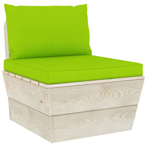 The Living Store Pallet Tuinset - 10-delig - Hout - 60x60x65 cm - Groene kussens