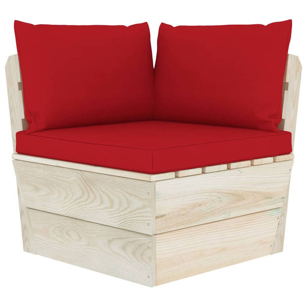 The Living Store Pallet Tuinset - Hout - 8-delig - Rood - 100% polyester