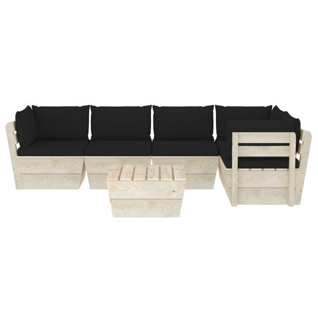 vidaXL 6-delige Loungeset met kussens pallet vurenhout