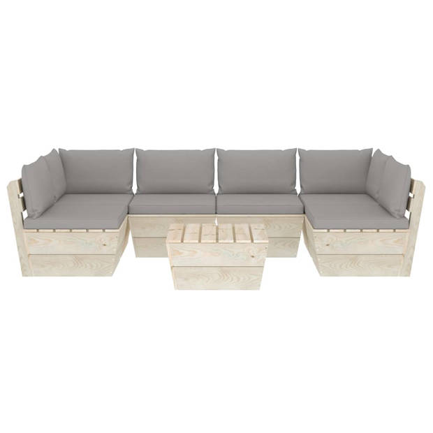 vidaXL 7-delige Loungeset met kussens pallet vurenhout