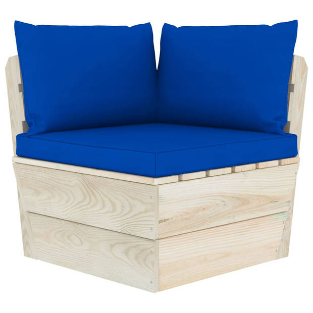 The Living Store Pallet Lounge Set - 5-delig - Blauw - 60x60x65 cm - Geïmpregneerd vurenhout