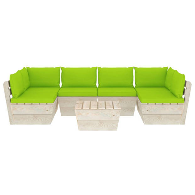 vidaXL 7-delige Loungeset met kussens pallet vurenhout