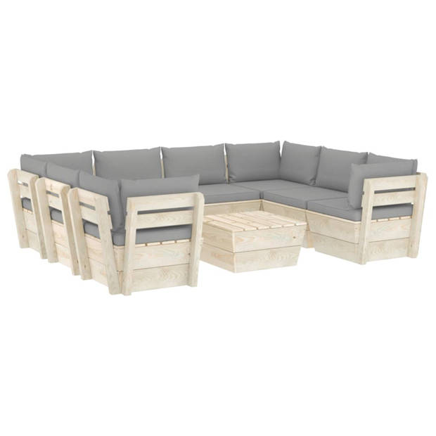 vidaXL 9-delige Loungeset met kussens pallet vurenhout