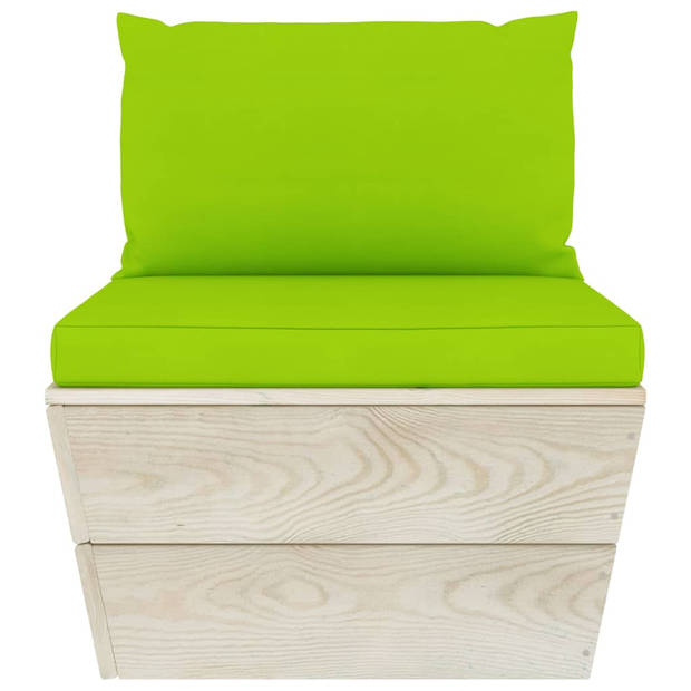 The Living Store Pallet Tuinset - 10-delig - Hout - 60x60x65 cm - Groene kussens
