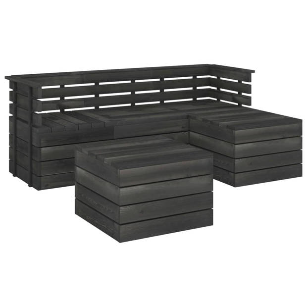 vidaXL 5-delige Loungeset pallet massief grenenhout donkergrijs