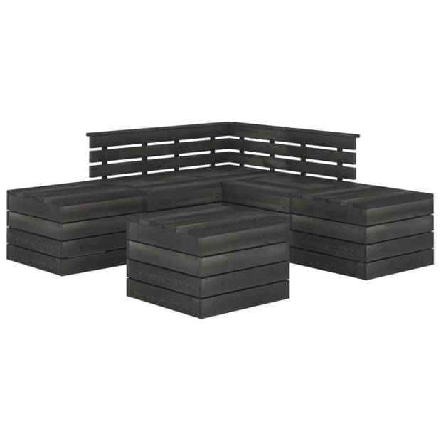 vidaXL 6-delige Loungeset pallet massief grenenhout donkergrijs