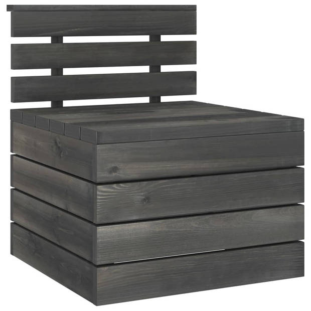 The Living Store Pallet Loungeset - Tuinmeubelset - Massief grenenhout - Donkergrijs - 60x65x71.5/65x65x71.5/60x60x41.5