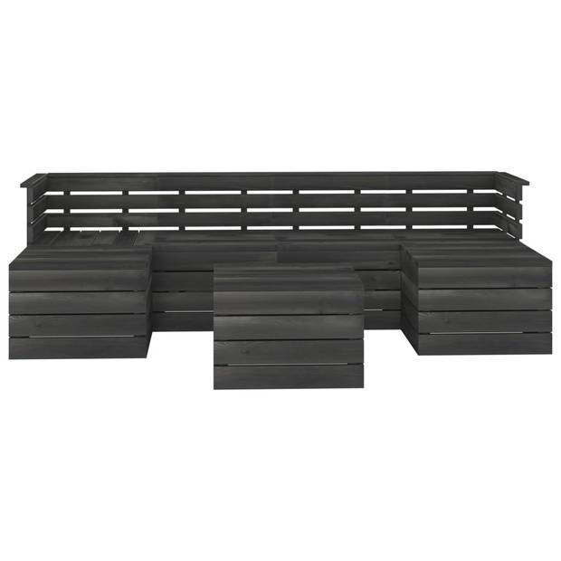 vidaXL 7-delige Loungeset pallet massief grenenhout donkergrijs