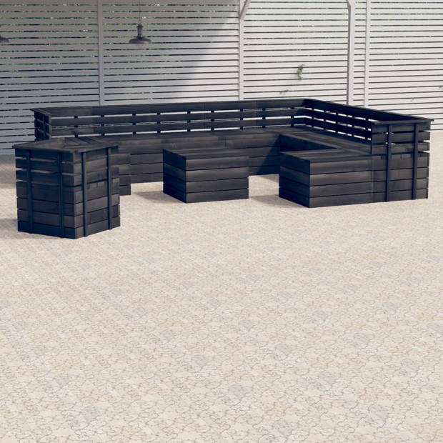 The Living Store Pallet Loungeset - Tuinmeubelen - Donkergrijs - Massief grenenhout - 70 x 65 x 71.5 cm - Modulair