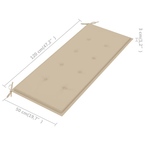 vidaXL Tuinbank met kussen 120 cm massief acaciahout