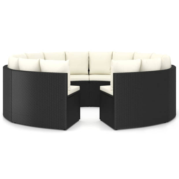 vidaXL 8-delige Loungeset met kussens poly rattan zwart