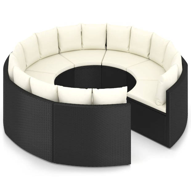 vidaXL 8-delige Loungeset met kussens poly rattan zwart