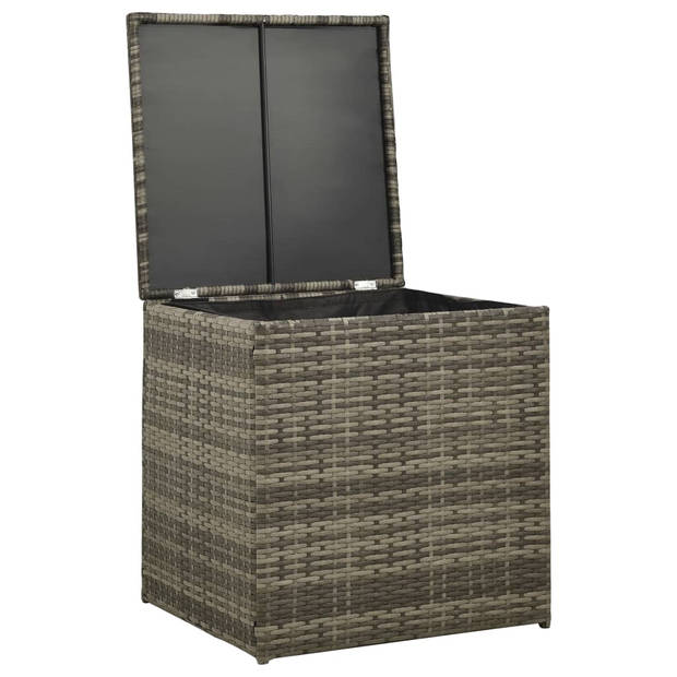 The Living Store Loungeset - Poly Rattan - Grijze kussens - 118x60x64 cm - Modulair