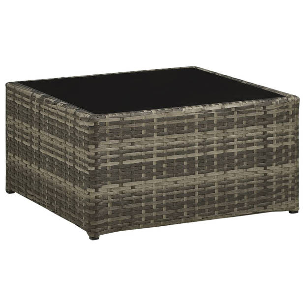 The Living Store Loungeset - Poly Rattan - Grijze kussens - 118x60x64 cm - Modulair