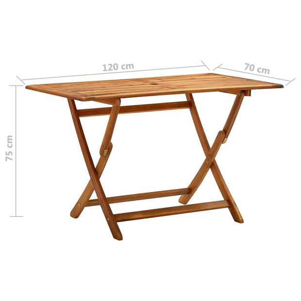 vidaXL Tuintafel inklapbaar 120x70x75 cm massief acaciahout