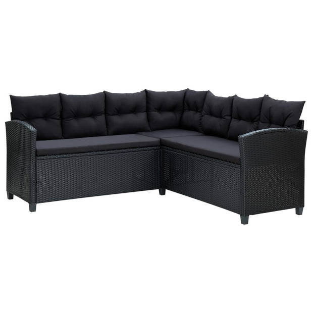 vidaXL 6-delige Loungeset met kussens poly rattan zwart