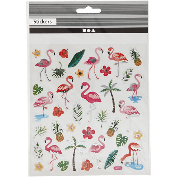 Creotime stickervel flamingo 16,5 x 15 cm 37 stuks