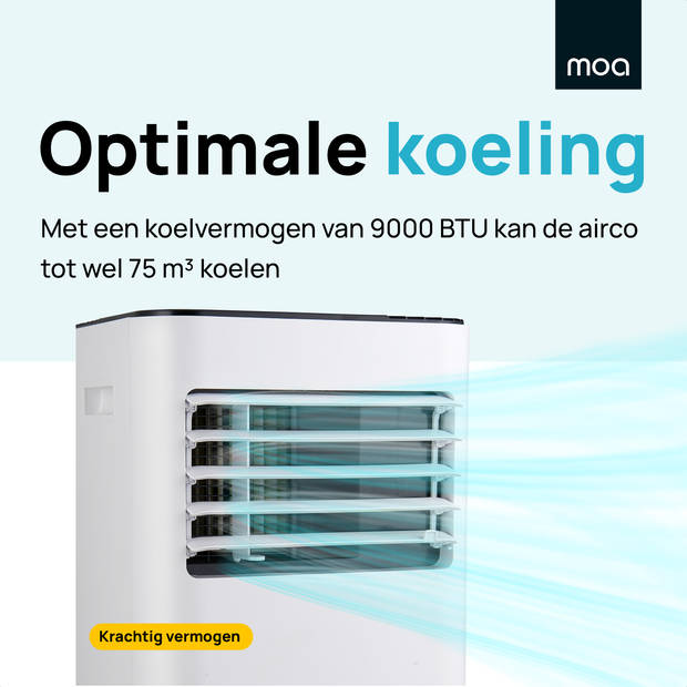 MOA Mobiele Airco - 9000 BTU - Airconditioning - Geschikt voor Ontvochtiging - Zwart - A010W