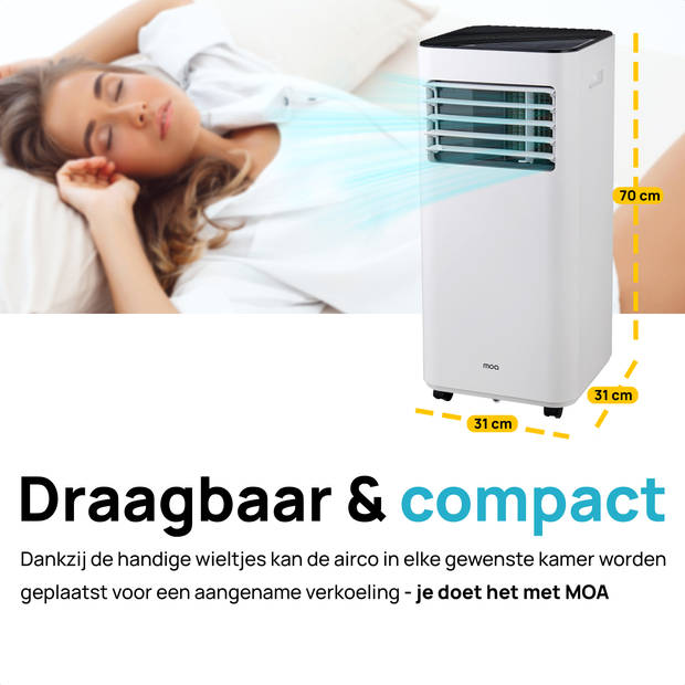 MOA Mobiele Airco - 9000 BTU - Airconditioning - Geschikt voor Ontvochtiging - Zwart - A010W