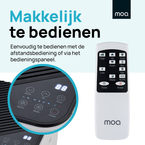 MOA Mobiele Airco - 9000 BTU - Airconditioning - Geschikt voor Ontvochtiging - Zwart - A010W