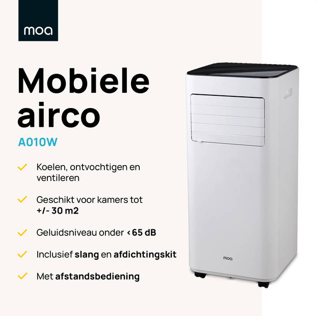 MOA Mobiele Airco - 9000 BTU - Airconditioning - Geschikt voor Ontvochtiging - Zwart - A010W