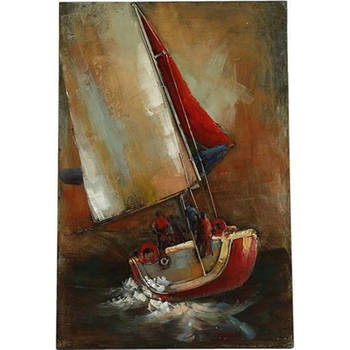 TOM schilderij Boot 60 x 90 cm staal bruin/oranje