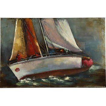 TOM schilderij Boot 90 x 60 cm staal bruin/oranje