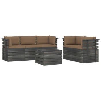 vidaXL 6-delige Loungeset met kussens pallet massief grenenhout