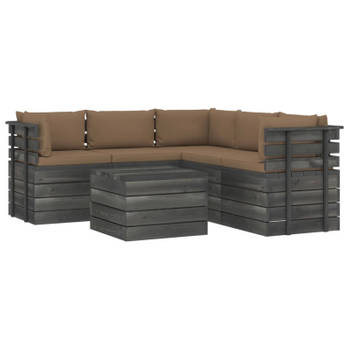 vidaXL 6-delige Loungeset met kussens pallet massief grenenhout