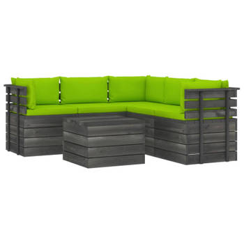 vidaXL 6-delige Loungeset met kussens pallet massief grenenhout