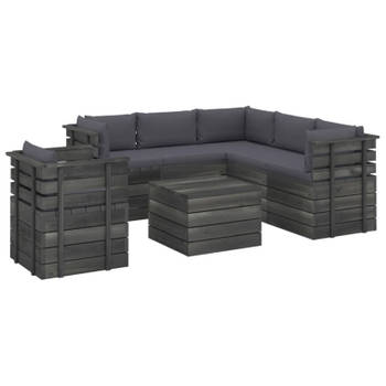 vidaXL 7-delige Loungeset met kussens pallet massief grenenhout