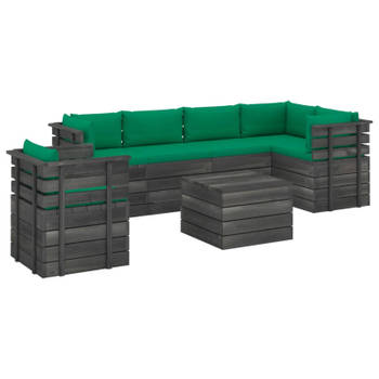 vidaXL 7-delige Loungeset met kussens pallet massief grenenhout