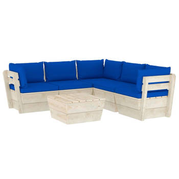 vidaXL 6-delige Loungeset met kussens pallet vurenhout