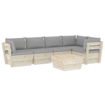 vidaXL 6-delige Loungeset met kussens pallet vurenhout