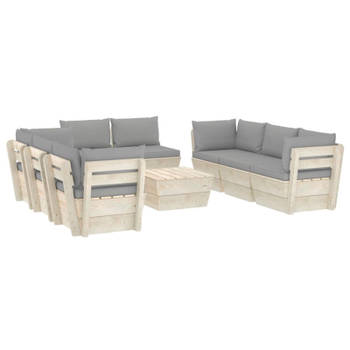 vidaXL 9-delige Loungeset met kussens pallet vurenhout