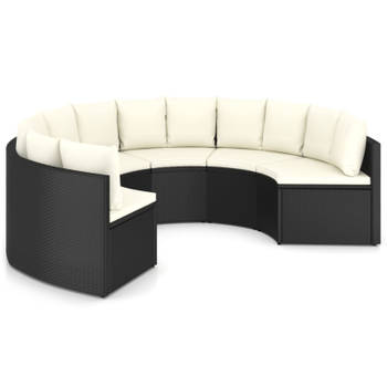 vidaXL 6-delige Loungeset met kussens poly rattan zwart