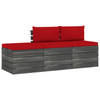 vidaXL 3-delige Loungeset met kussens pallet massief grenenhout