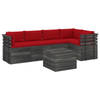 vidaXL 6-delige Loungeset met kussens pallet massief grenenhout