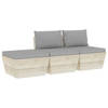 vidaXL 3-delige Loungeset met kussens pallet vurenhout